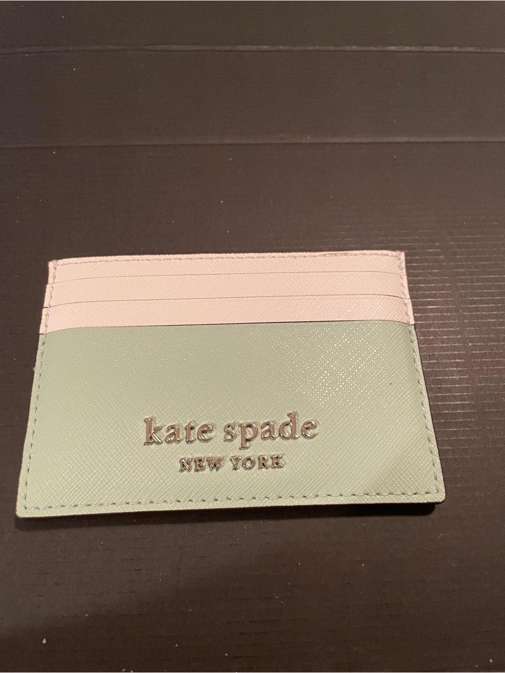 kate spade Mint Green and Light Pink Leather Card Holder